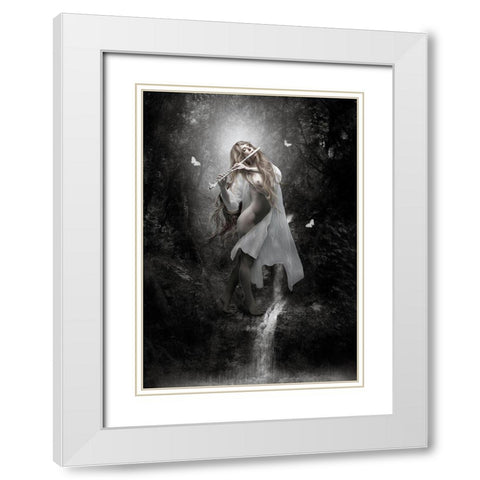 Euterpe White Modern Wood Framed Art Print with Double Matting by Babette