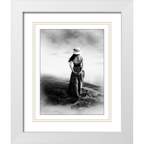 Seashore White Modern Wood Framed Art Print with Double Matting by Babette