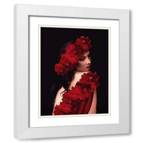 Spanish Rose White Modern Wood Framed Art Print with Double Matting by Babette