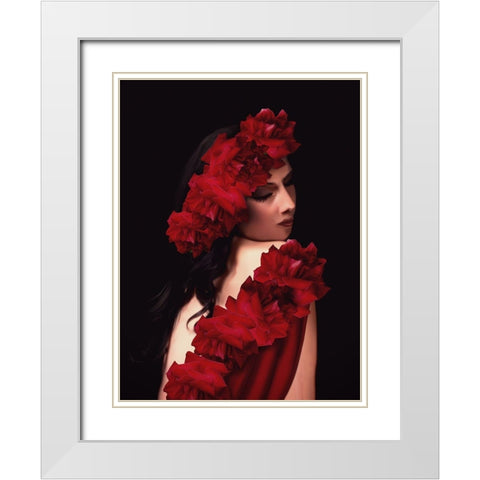 Spanish Rose White Modern Wood Framed Art Print with Double Matting by Babette