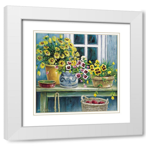 Garden Expression I White Modern Wood Framed Art Print with Double Matting by Erwin, Eric