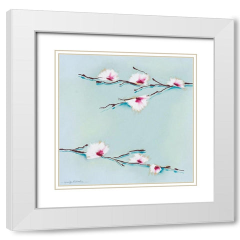 Blossom White Modern Wood Framed Art Print with Double Matting by Robertson, Marilyn