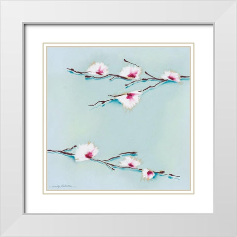 Blossom White Modern Wood Framed Art Print with Double Matting by Robertson, Marilyn