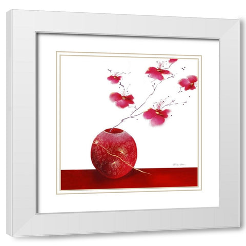 Laquer Red II White Modern Wood Framed Art Print with Double Matting by Robertson, Marilyn