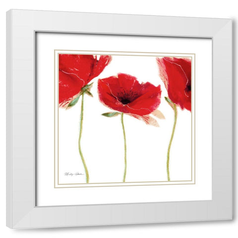 Flamenco Poppy White Modern Wood Framed Art Print with Double Matting by Robertson, Marilyn