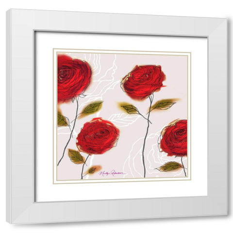 Coming Up Roses White Modern Wood Framed Art Print with Double Matting by Robertson, Marilyn
