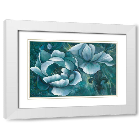 Blue Blooming White Modern Wood Framed Art Print with Double Matting by Withaar, Rian