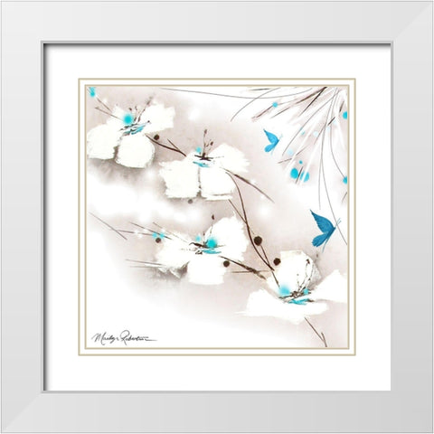 Turquoise And Blue White Modern Wood Framed Art Print with Double Matting by Robertson, Marilyn