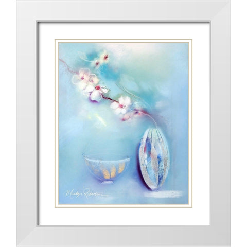 Mikado White Modern Wood Framed Art Print with Double Matting by Robertson, Marilyn