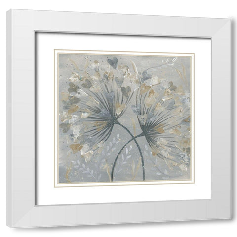 Flower Hearts White Modern Wood Framed Art Print with Double Matting by Lake, Kaye