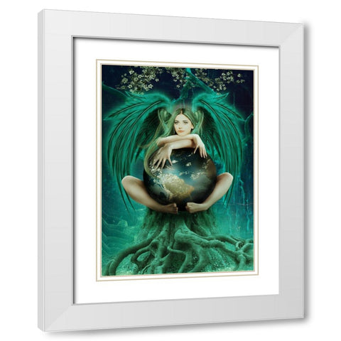 Angel Anthea White Modern Wood Framed Art Print with Double Matting by Babette