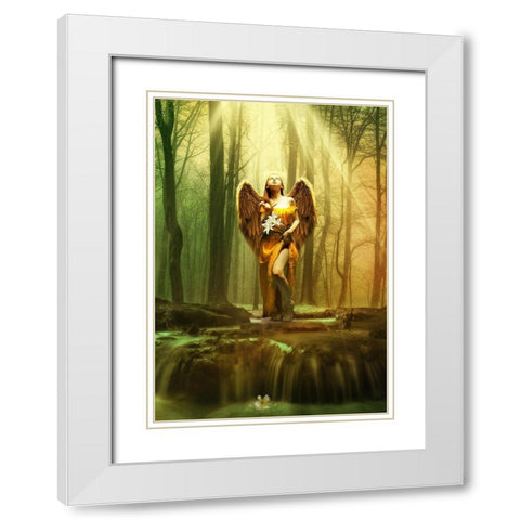 Angel Gabriel White Modern Wood Framed Art Print with Double Matting by Babette