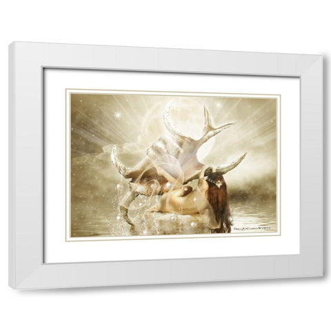 Venus Twee White Modern Wood Framed Art Print with Double Matting by Babette