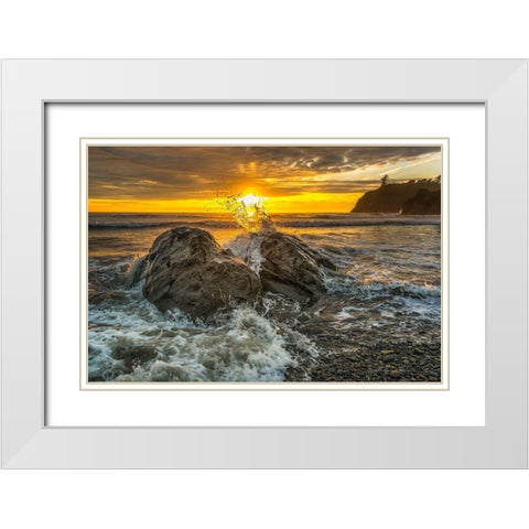 Splash I White Modern Wood Framed Art Print with Double Matting by Kostka, Vladimir