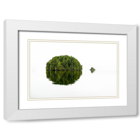 Green Island White Modern Wood Framed Art Print with Double Matting by Kostka, Vladimir