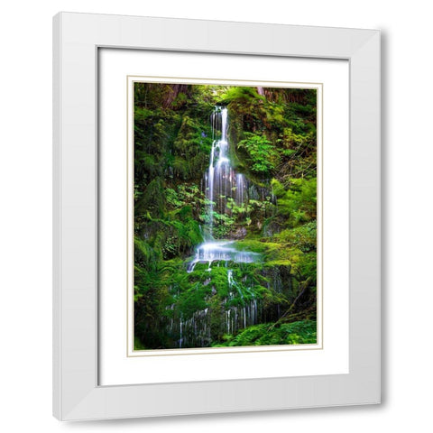Waterfall II White Modern Wood Framed Art Print with Double Matting by Kostka, Vladimir