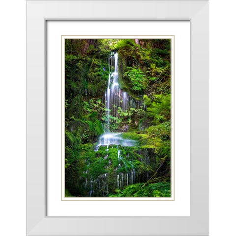 Waterfall II White Modern Wood Framed Art Print with Double Matting by Kostka, Vladimir