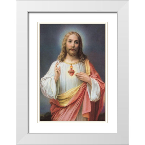 HL. HERZ JESU White Modern Wood Framed Art Print with Double Matting by Zabateri