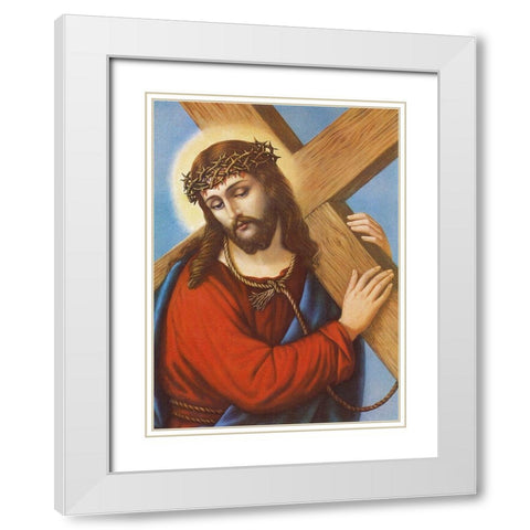 KREUZTRAGENDER CHRISTUS White Modern Wood Framed Art Print with Double Matting by Anonymous