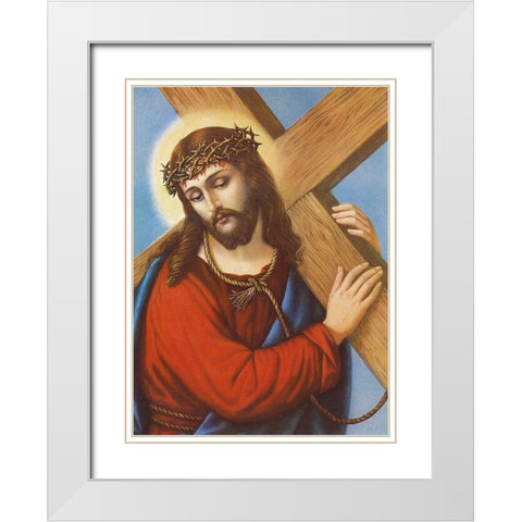 KREUZTRAGENDER CHRISTUS White Modern Wood Framed Art Print with Double Matting by Anonymous