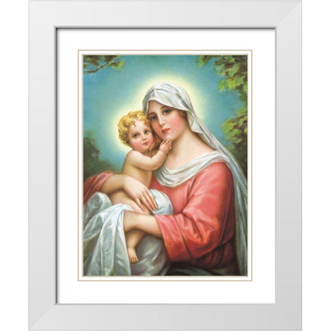 MADONNA White Modern Wood Framed Art Print with Double Matting by Anonymous