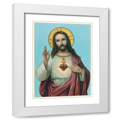 HL. HERZ JESU White Modern Wood Framed Art Print with Double Matting by Anonymous
