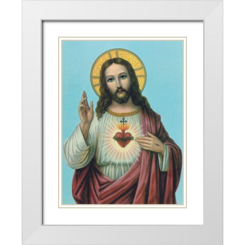 HL. HERZ JESU White Modern Wood Framed Art Print with Double Matting by Anonymous