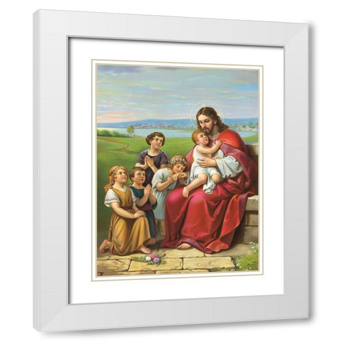 LASSET DIE KINDLEIN ZU MIR KOMMEN White Modern Wood Framed Art Print with Double Matting by Anonymous