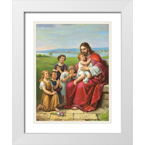 LASSET DIE KINDLEIN ZU MIR KOMMEN White Modern Wood Framed Art Print with Double Matting by Anonymous