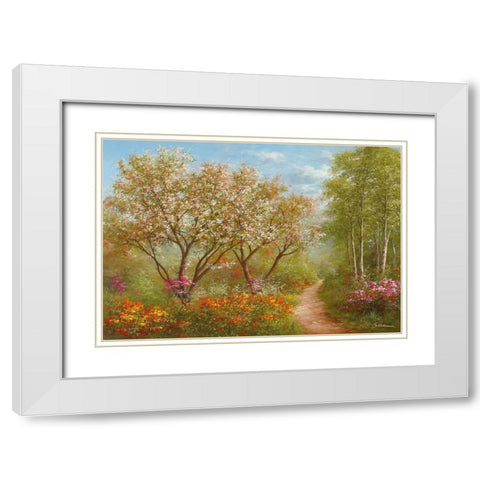 SUNLIGHT PATH White Modern Wood Framed Art Print with Double Matting by Schoelnhammer, Heinz