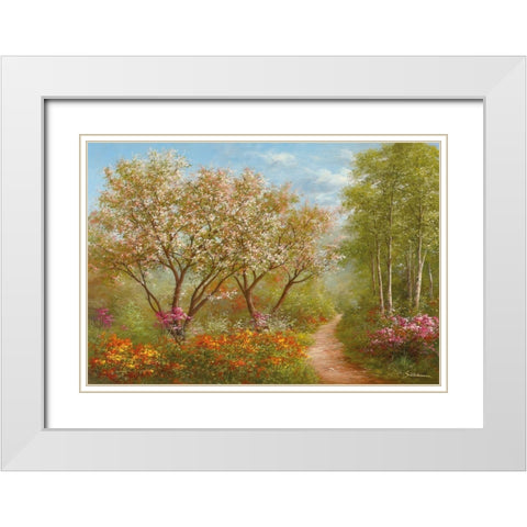 SUNLIGHT PATH White Modern Wood Framed Art Print with Double Matting by Schoelnhammer, Heinz