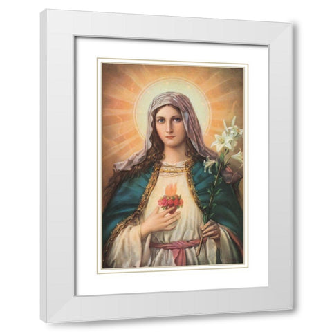 HL.HERZ MARIAE White Modern Wood Framed Art Print with Double Matting by Anonymous