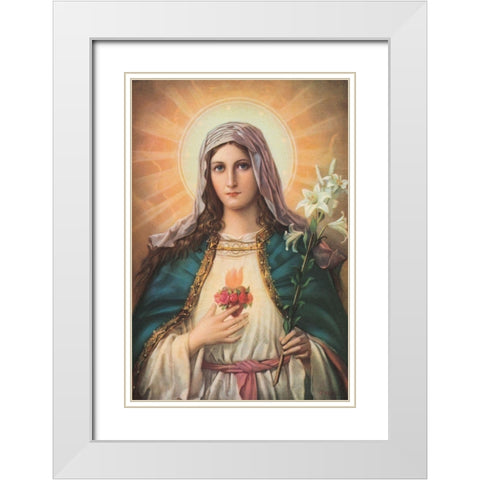 HL.HERZ MARIAE White Modern Wood Framed Art Print with Double Matting by Anonymous