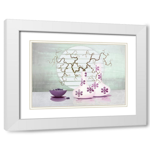 Silver and Circle White Modern Wood Framed Art Print with Double Matting by Sedalia, David