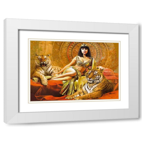 Cleopatra White Modern Wood Framed Art Print with Double Matting by Voss, Johan