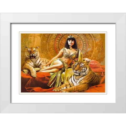 Cleopatra White Modern Wood Framed Art Print with Double Matting by Voss, Johan