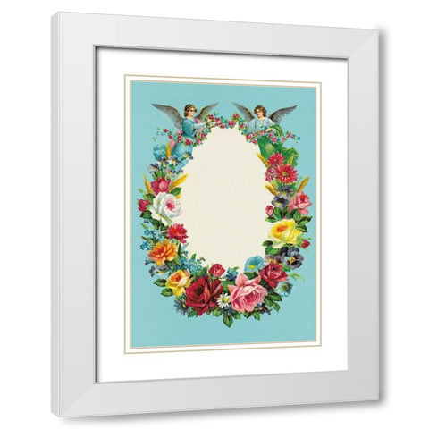 BLUMENKRANZ MIT ENGELN White Modern Wood Framed Art Print with Double Matting by Anonymous