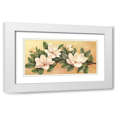 MAGNOLIA White Modern Wood Framed Art Print with Double Matting by Fasani