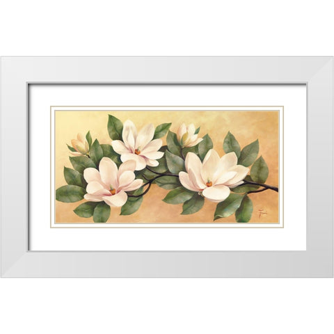 MAGNOLIA White Modern Wood Framed Art Print with Double Matting by Fasani
