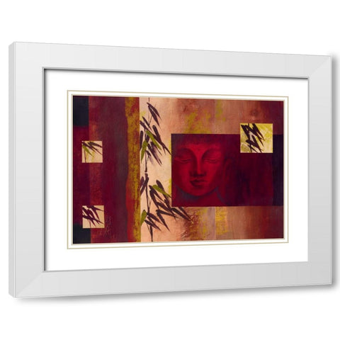 Buddha IV White Modern Wood Framed Art Print with Double Matting by Verbeek-Van Den Broek