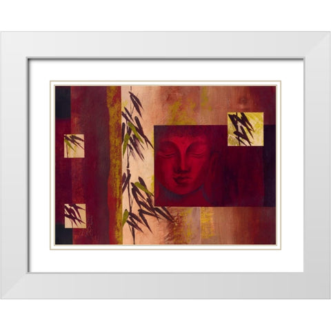 Buddha IV White Modern Wood Framed Art Print with Double Matting by Verbeek-Van Den Broek