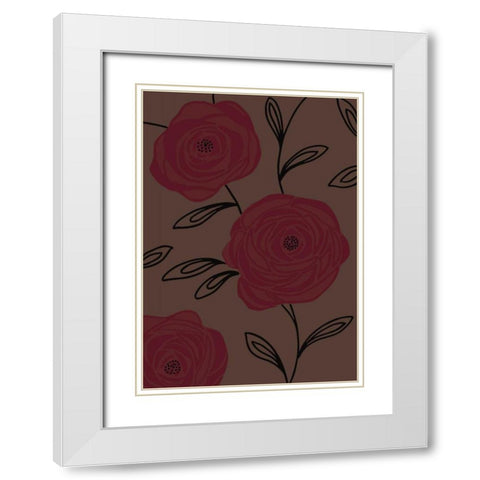 Chocolate Roses II White Modern Wood Framed Art Print with Double Matting by Design Show