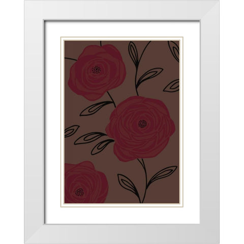 Chocolate Roses II White Modern Wood Framed Art Print with Double Matting by Design Show