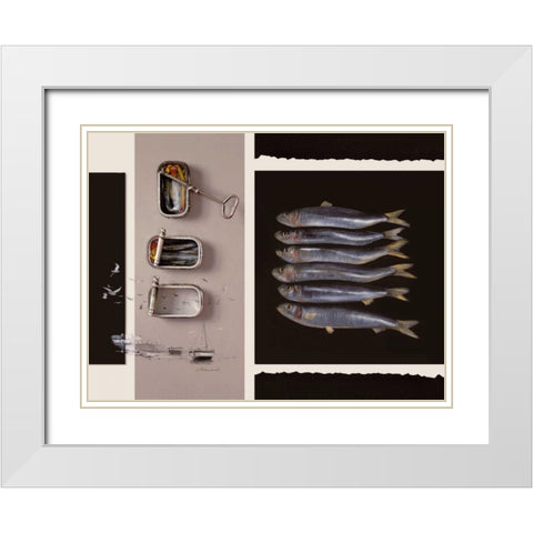 Toute Une Vie De Poisson White Modern Wood Framed Art Print with Double Matting by Chamard, Jean-Marc