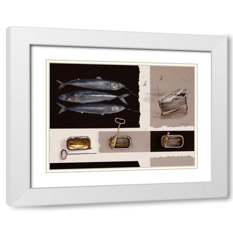 Mise En Boite Dune Sardine White Modern Wood Framed Art Print with Double Matting by Chamard, Jean-Marc