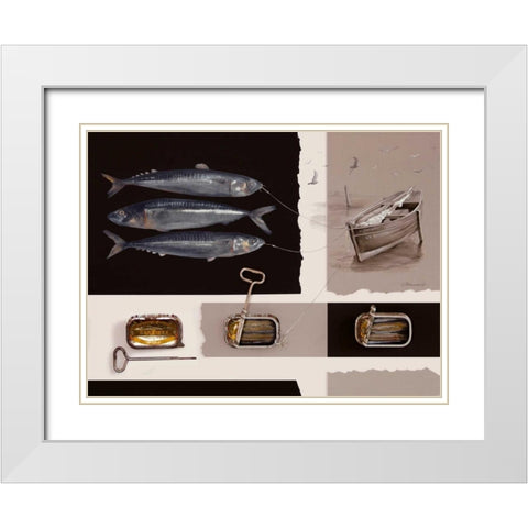 Mise En Boite Dune Sardine White Modern Wood Framed Art Print with Double Matting by Chamard, Jean-Marc