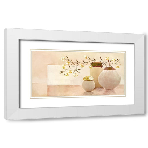 Golden Blossom II White Modern Wood Framed Art Print with Double Matting by Sedalia, David