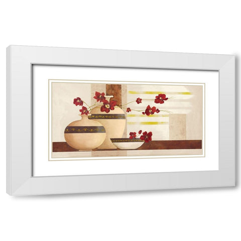 Red Blossom I White Modern Wood Framed Art Print with Double Matting by Sedalia, David