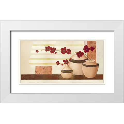 Red Blossom II White Modern Wood Framed Art Print with Double Matting by Sedalia, David