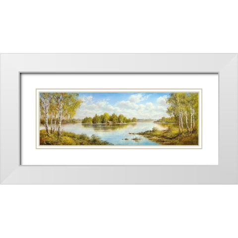 LAKE IN MASUREN II White Modern Wood Framed Art Print with Double Matting by Glassl, Helmut